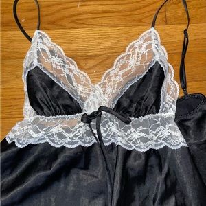 Black and White Lace Trim Top